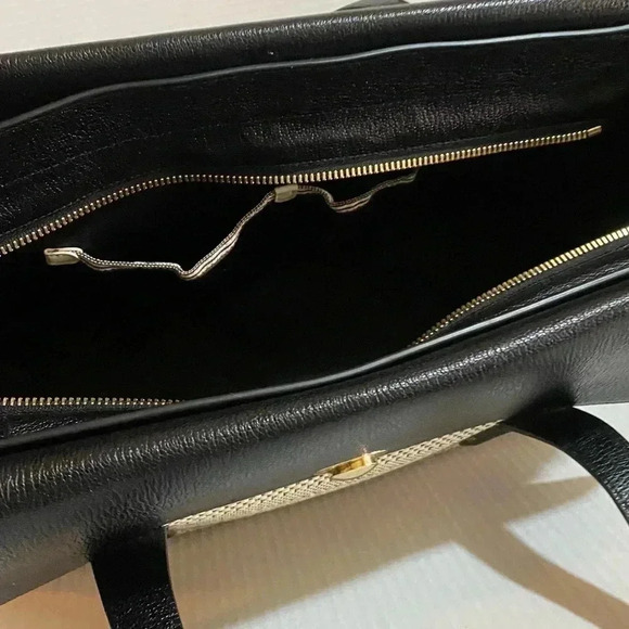 Henri Bendel black leather woven satchel handbag - Picture 8 of 14